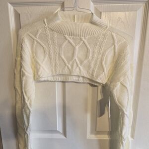 Cream Cable Knit Cropped Sweater